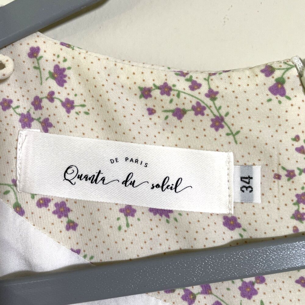 Quanta Du Soleil De Paris Women’s Monique Cream Floral Dress Size 34 XS Coquette View 4